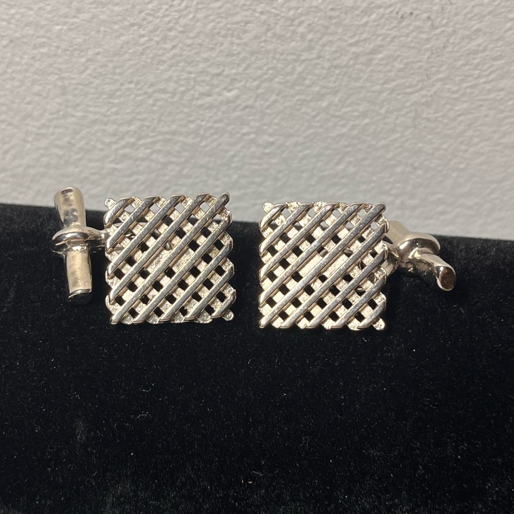 Vintage Silver Grid Cufflinks